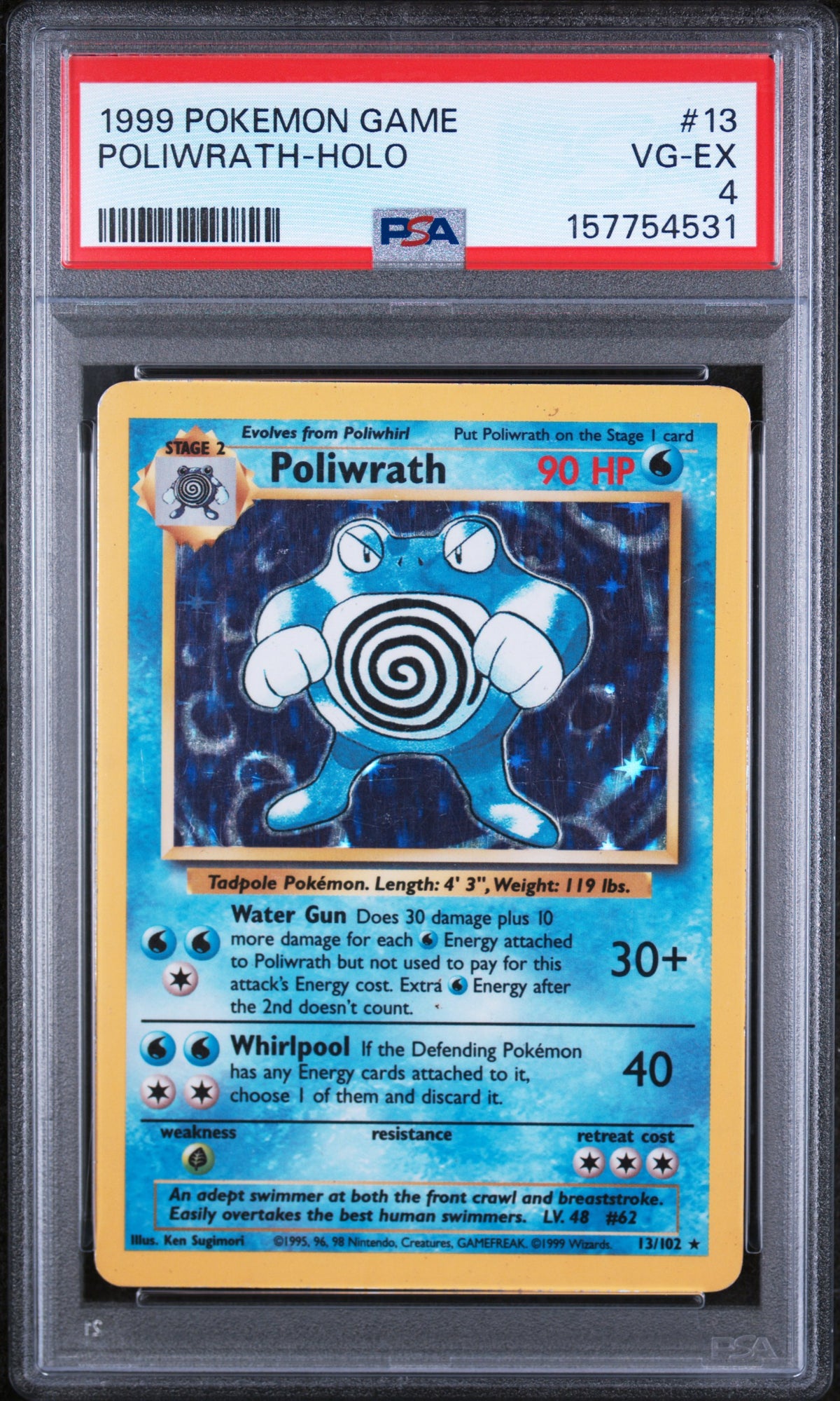 1999 POKEMON GAME 13 POLIWRATH-HOLO - PSA 4