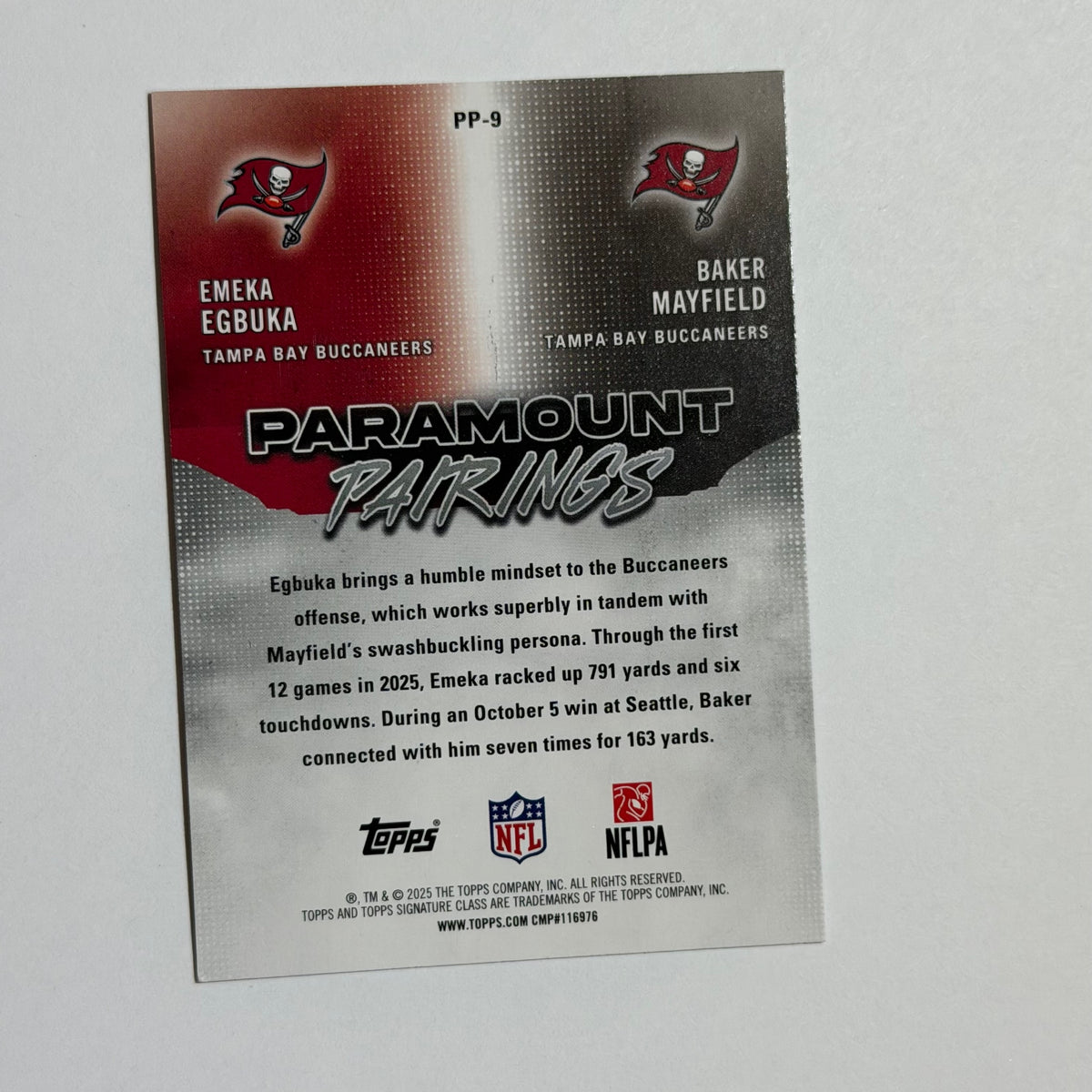 Topps Emeka Egbuka and Baker Mayfield # Paramount Pairings SN, Rookie NM