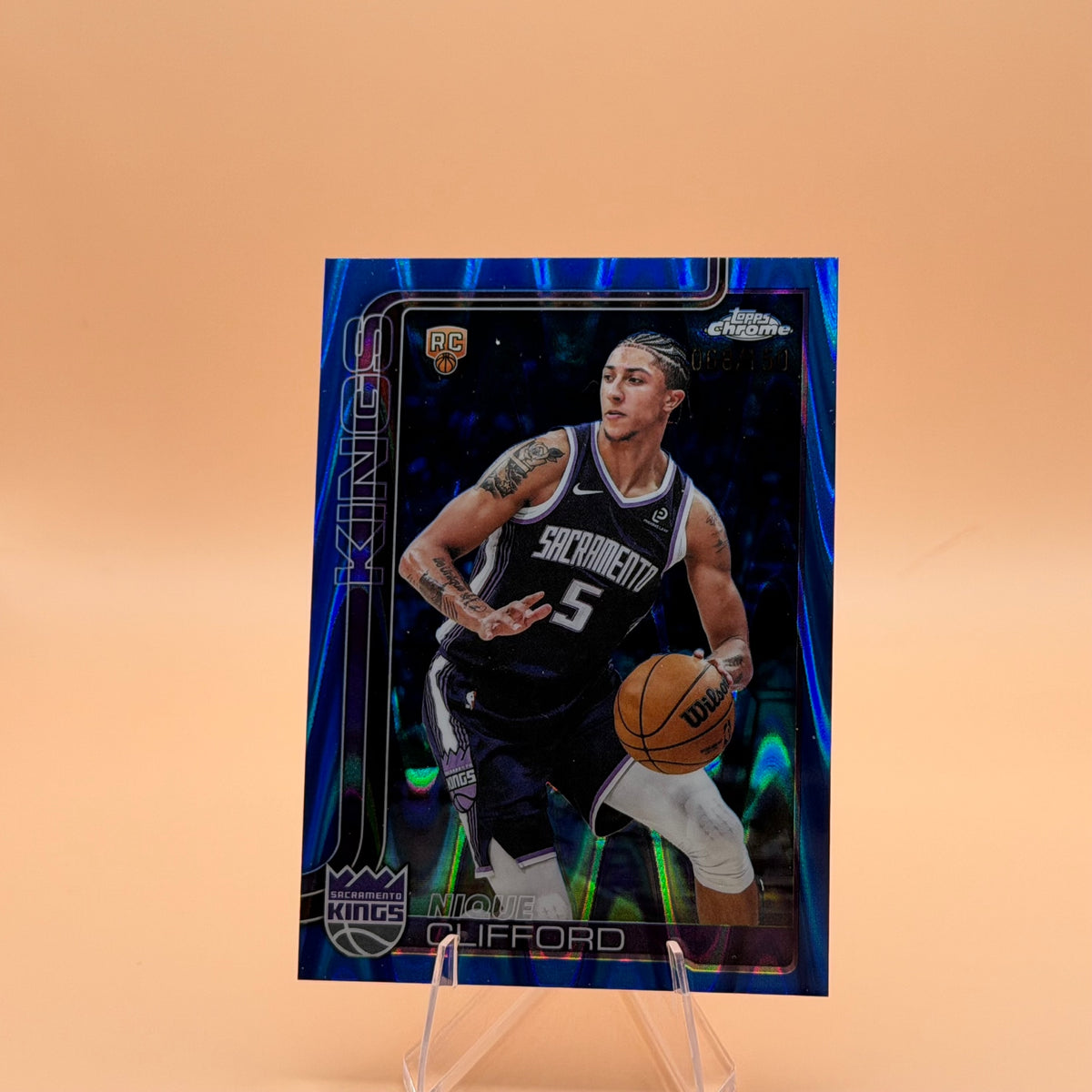 2025-26 Topps Chrome Nique Clifford RC #274 Blue RayWave Refractor 068/150 Kings