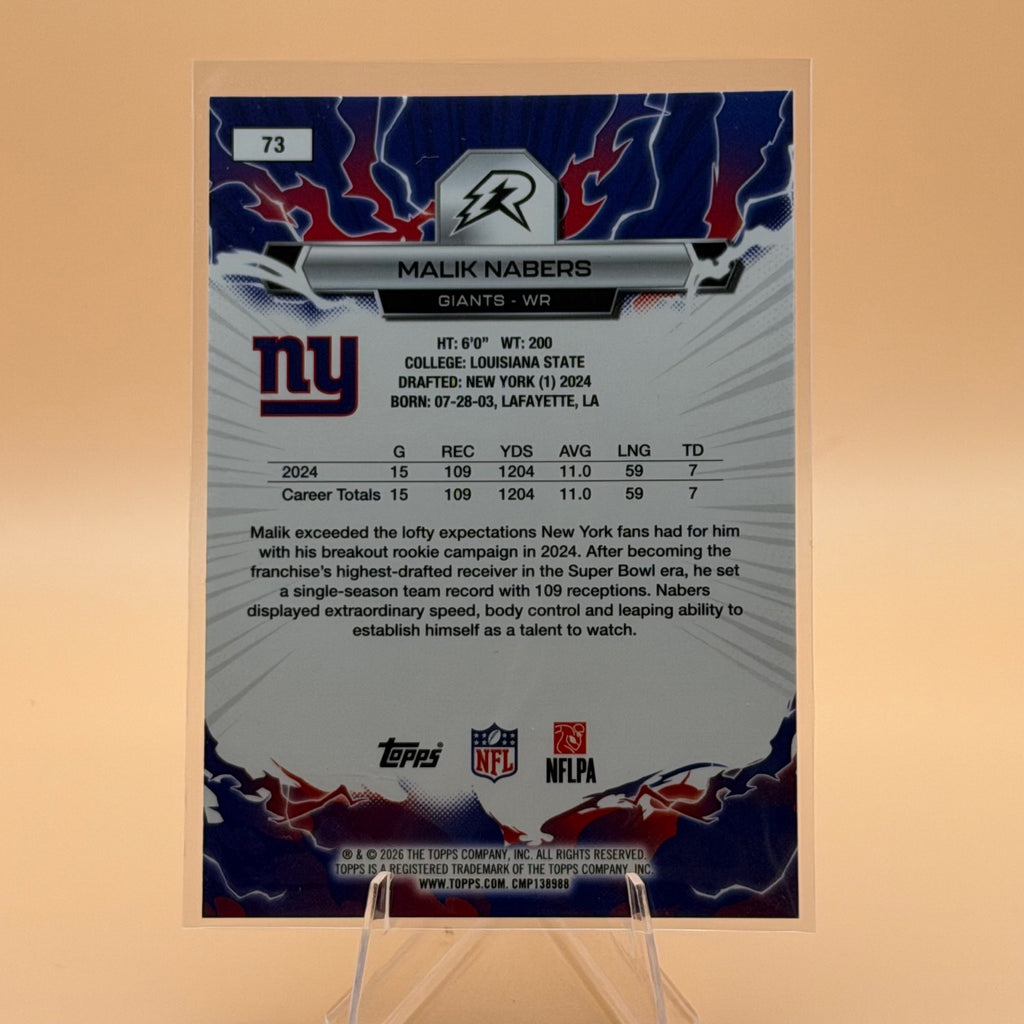 2025 Topps Resurgence Malik Nabers #73 Teal Surge /149 Giants 120/149