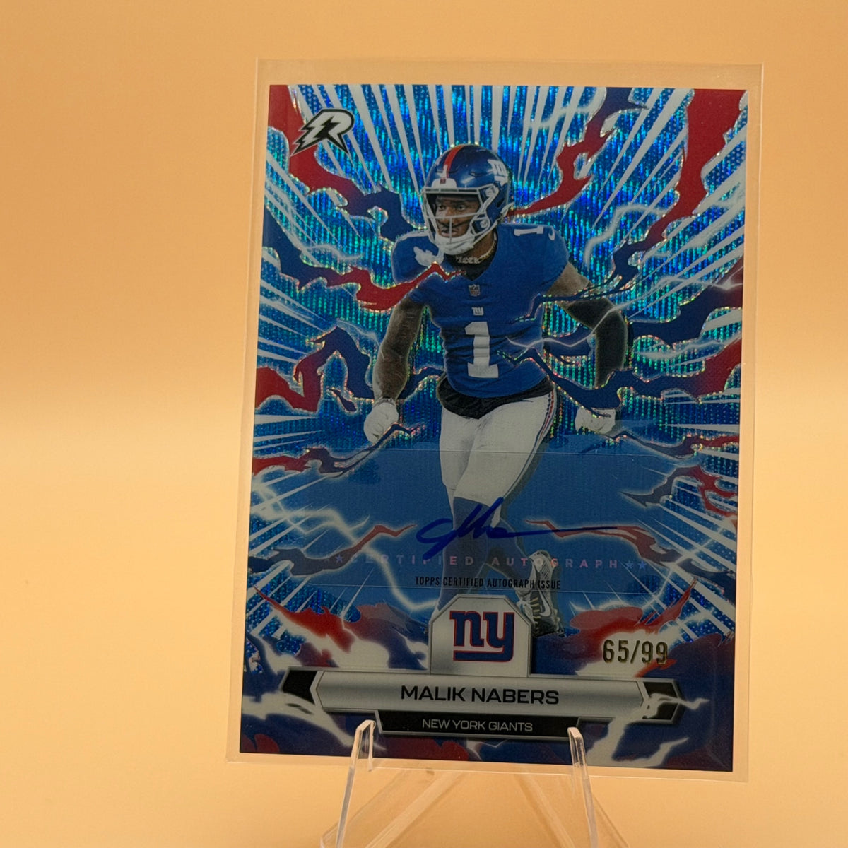 2025 Topps Resurgence Malik Nabers Auto Blue Surge /99 #73 Giants 65/99
