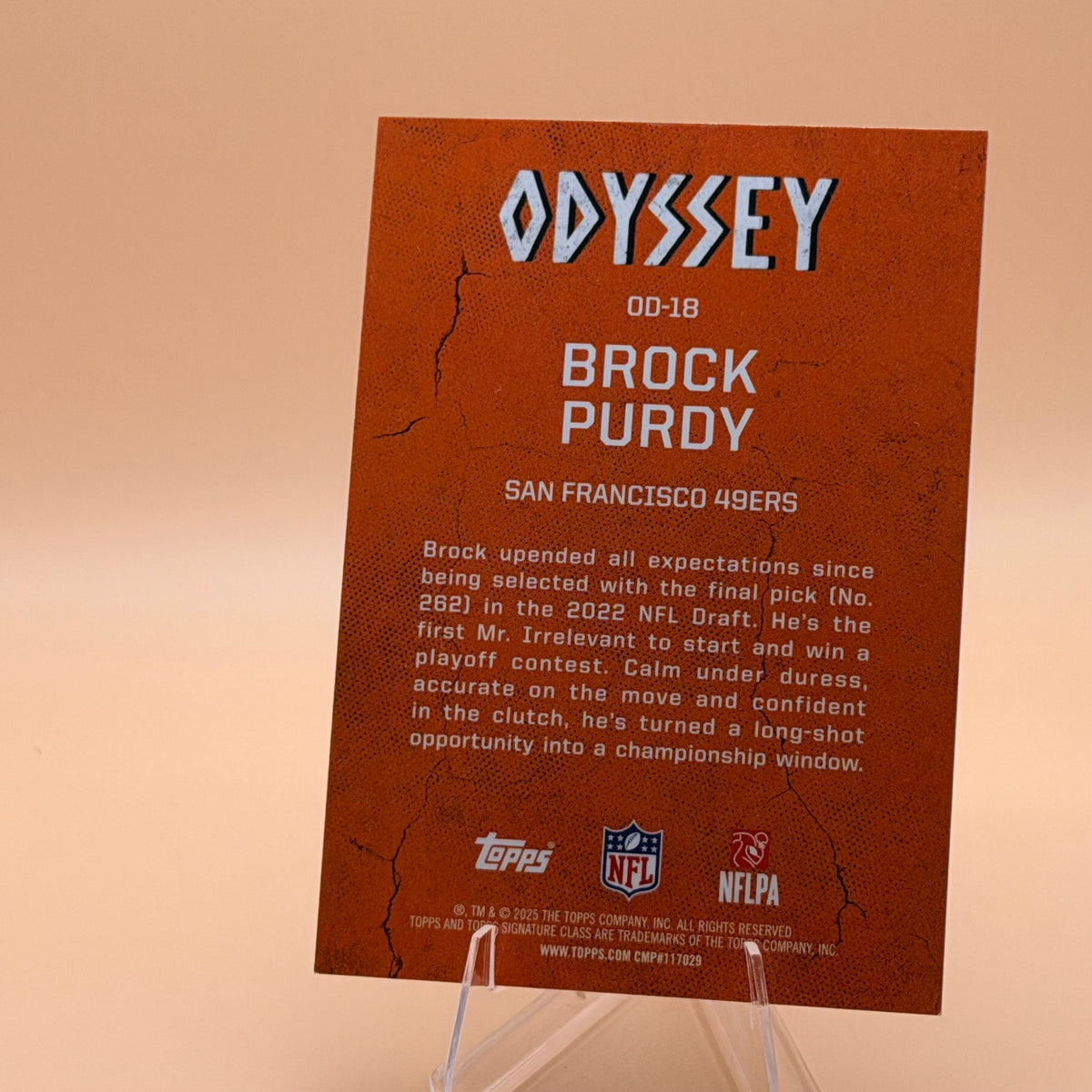 2025 Topps Signature Class Brock Purdy Odyssey SSP Case Hit OD-18 49ers