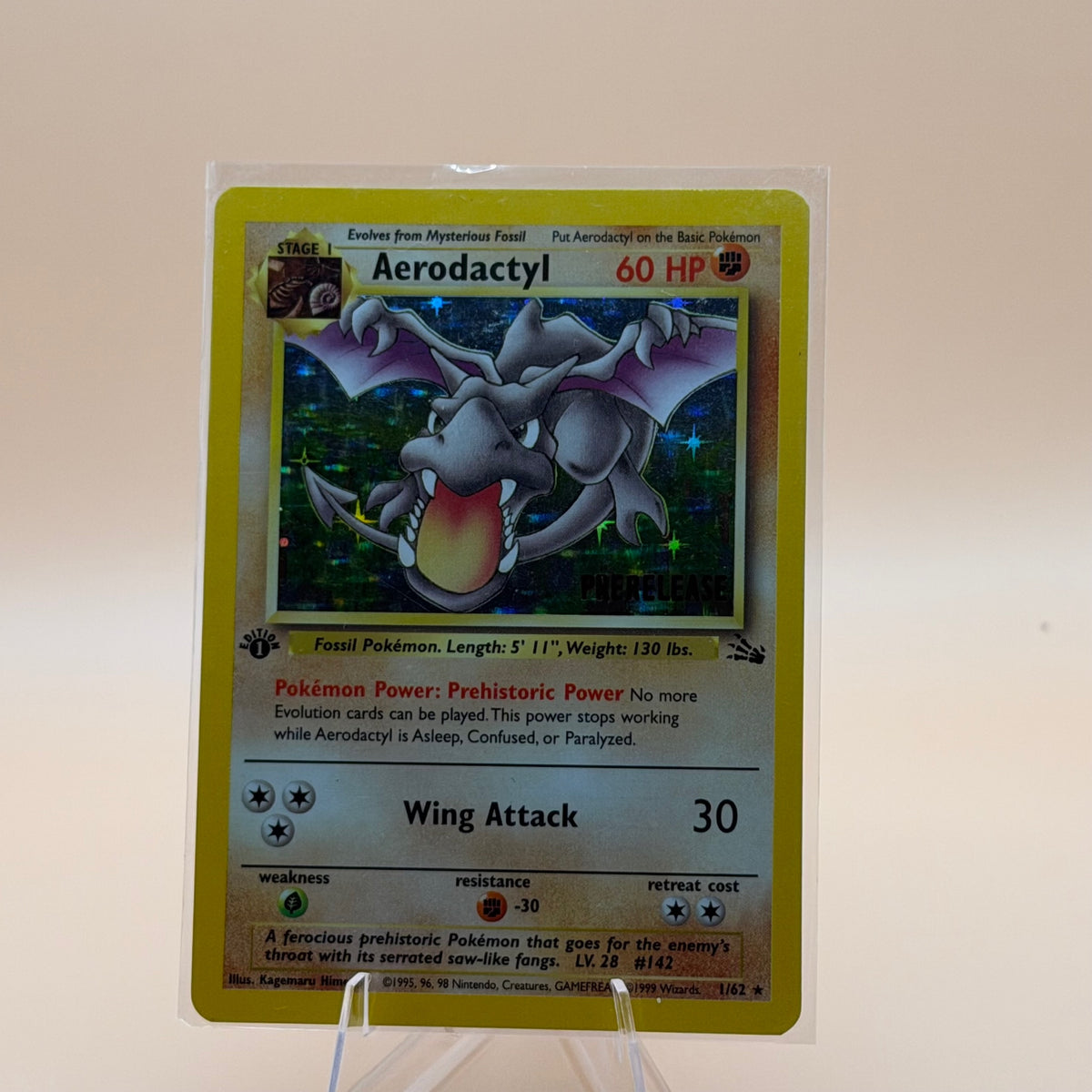 Aerodactyl (Prerelease) #01/62 WoTC Promo Promo, First Edition, Holo